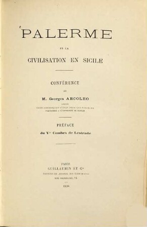 Palerme et la civilisation en Sicile