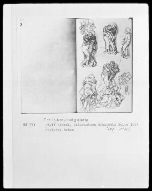 Blatt aus Skizzenbuch Römische Reise - Raufende Buben