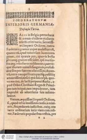Foederatorum Inferioris Germaniae. Defensio Tertia.