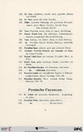 Persische Fayencen (Nr. 118-128)