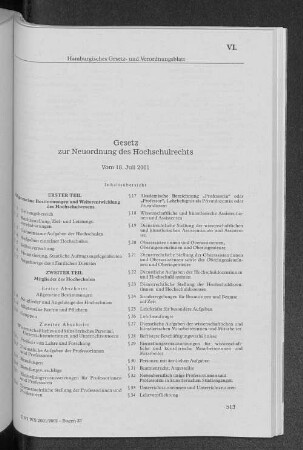 VI. Gesetz zur Neuordnung des Hochschulrechts