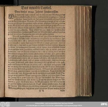 Das neundte Capitel. Von dieses 1599. Jahres Finsternissen.