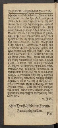 Ein Trost-Lied im Creutz.