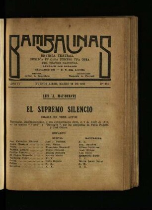 El supremo silencio : drama en tres actos