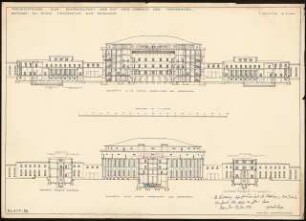 Hochschule für Tanzkunst Schinkelwettbewerb 1929: Hauptgebäude: Schnitte nach NO 1:200