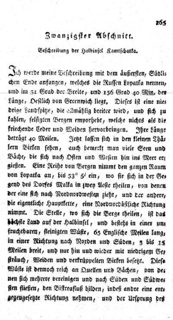 Einundzwanzigster Abschnitt - Beschreibung der Halbinsel Kamtschatka.