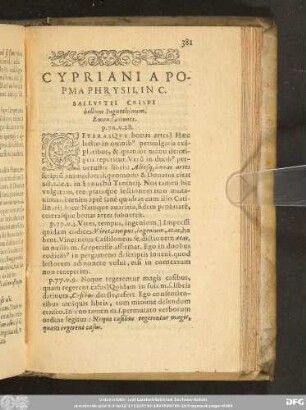 Cypriano A Popma Phrysii, In C. Sallustii Crispi bellum Iugurthinum. Emendationes.