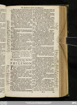 De Sendtbrief des Apostels Pauli aen Philemon.
