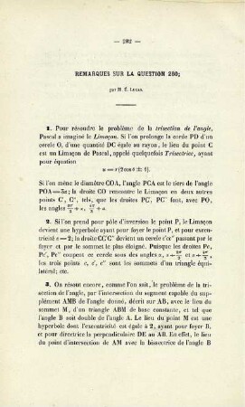 Remarques sur la questions 280