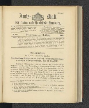 No. 61, 14. März 1918