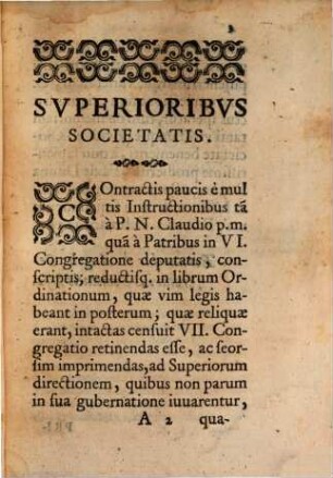 Instrvctiones Ad Provinciales, Et Svperiores Societatis