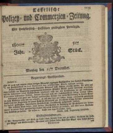 51tes Stueck, Montag den 15ten December 1800