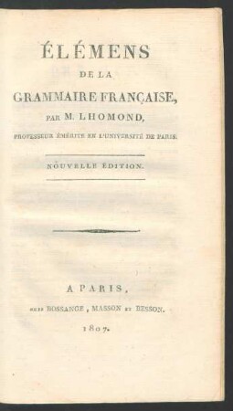 Elémens de la grammaire française