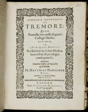 Syzētēsis Inauguralis De Tremore