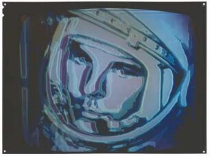 Portrait Juri Gagarin : Portrait Juri Gagarin. Farbumsetzung einer Bildvorlage eines unbekannten Fotografen mittels elektronischer Bildauswertung (Densitron)