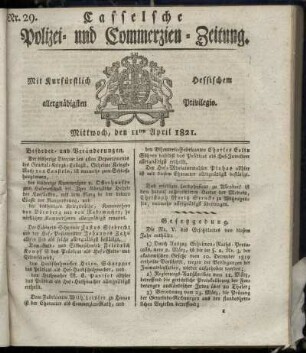 Nr. 29, Mittwoch den 11ten April. 1821