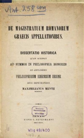 De magistratuum romanorum graecis appellationibus