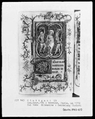 Lateinisches Stundenbuch — Bildseite mit Textanfang, Folio 186verso