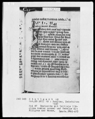 Psalterium — Initiale I (nclina domine aurem) mit Drachen, Folio 87 recto