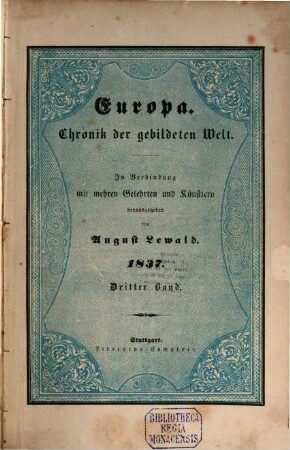A. Lewald's Europa : Chronik der gebildeten Welt. 1837,3, 1837,3