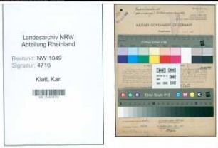 Entnazifizierung Karl Klatt , geb. 18.08.1899 (Kaufmaennischer Angestellter)