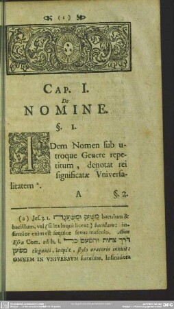 Cap. I. De Nomine