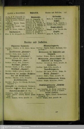 Vereine und Anstalten