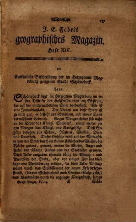 Johann Ernst Fabri's ... geographisches Magazin. 4,14. 1785
