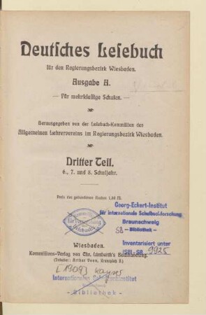 Teil 3 = 6., 7. und 8. Schuljahr, [Schülerband]: [Teil 3 = 6., 7. und 8. Schuljahr, [Schülerband]]