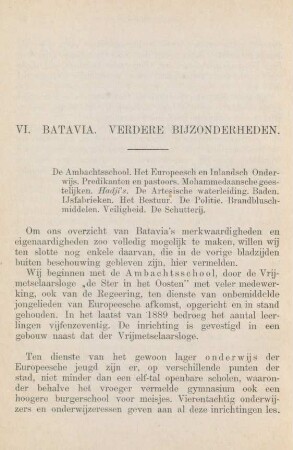 VI. Batavia. Verdere bijzonderheden