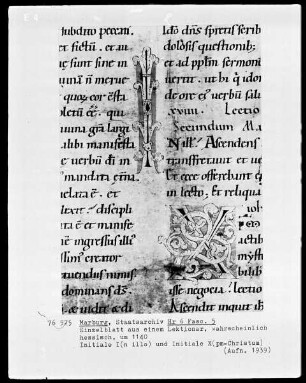 Einzelblatt aus einem Lektionar; Initiale I(n illo) und Initiale X(pm - Christum)