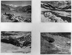Anden : Vier Abbildungen mit Berglandschaften und Gletschern