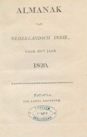 1820: Almanak en naamregister van Nederlandsch-Indie
