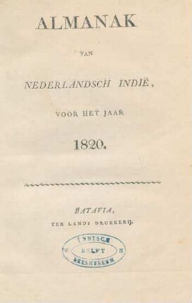 1820: Almanak en naamregister van Nederlandsch-Indie