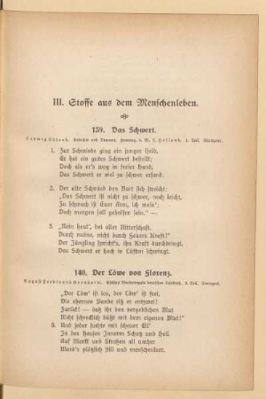 III. Stoffe aus dem Menschenleben
