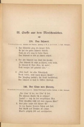 III. Stoffe aus dem Menschenleben