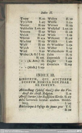Index III. Librorum, Qui Auctorum Suorum Nomina Non Se Prae Ferunt