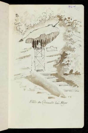 23r Höhle des Cervantes bei Algier, aquarellierte Federzeichnung