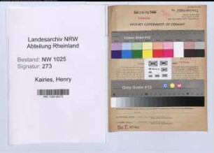 Entnazifizierung Henry Kairies , geb. 29.05.1899 (Beamter)