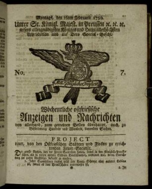 No. 7. Montags, den 16ten Februarii 1750.