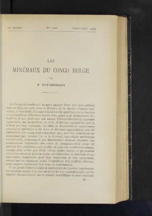 Les Minéraux Du Congo Belge.