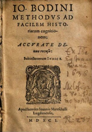 Io. Bodini methodus ad facilem historiarum cognitionem