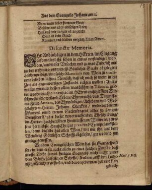 Defunctæ Memoria.