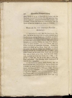 Neuere seit Ao.1772 ausgeprägte Spanische Goldmünzen