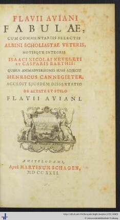 Flavii Aviani Fabulae