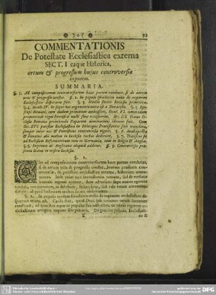 Sec. I. eaque Historica, ortum & progressum huius controversiae exponens