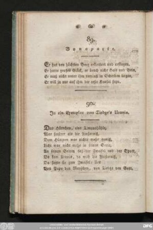 90. In ein Exemplar von Tiedge's Urania.