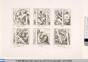 Figurales Alphabet vor antiken Figuren: G - M