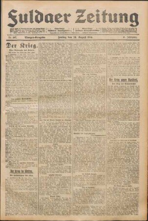 Ausgabe vom Freitag, den 28. August 1914.