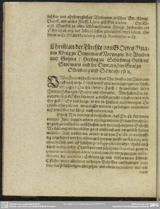 Christian der Fünffte von GOttes Gnaden König zu Dennemarck ...